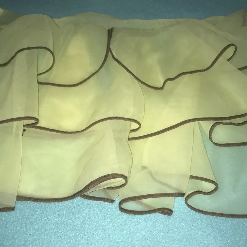 Apron 1970’s Vintage yellow and brown semi sheer ruffles one size fits all - Picture 2 of 7